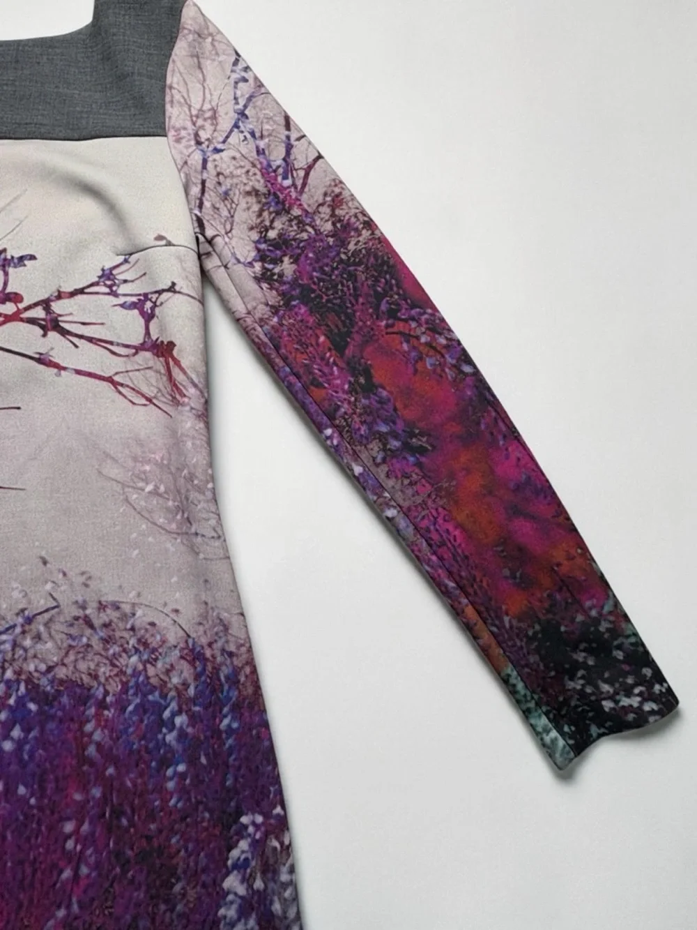 Sfizio Italy Digital Print Forest Front Shift Dress Gray Pink • US 8 - Picture 3 of 14